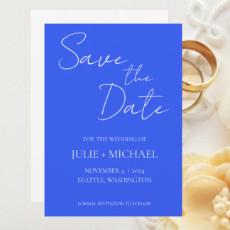 Reserve A Data Casamento de Estilo Simples Azul Real