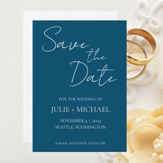 Reserve A Data Casamento de Estilo Simples Azul Turquesa