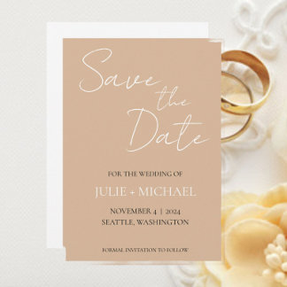 Reserve A Data Casamento de Estilo Simples Bege