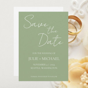 Reserve A Data Casamento de Estilo Simples em Verde Salvia