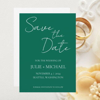 Reserve A Data Casamento de Estilo Simples Esmeralda Verde