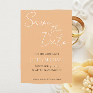 Reserve A Data Casamento de Estilo Simples Pêssego