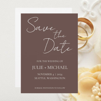 Reserve A Data Casamento de Estilo Simples Taupe