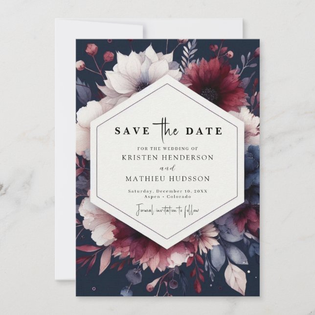 Reserve A Data Casamento de eterno Chic Burgundy (Frente)