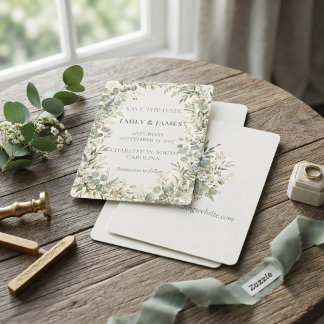Reserve A Data Casamento de Eucalipto Verde Sálvia em Aquarela