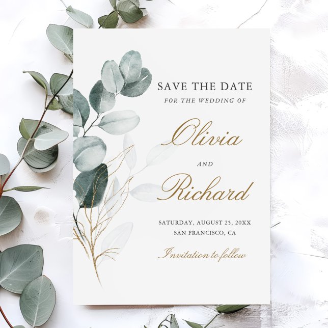Reserve A Data Casamento de Eucalyptus, Dourado botânico (Criador carregado)