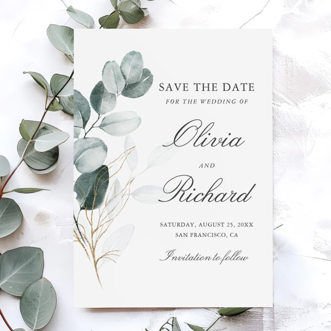 Reserve A Data Casamento de Eucalyptus, Dourado botânico (Criador carregado)