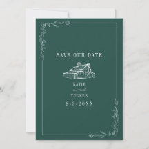 Casamento de Fazenda de Line Art Barn Emerald