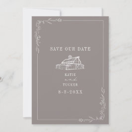 Reserve A Data Casamento de Fazendas de Cinza de Line Art Barn Am