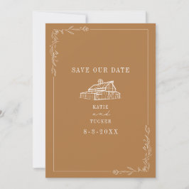 Reserve A Data Casamento de Fazendas de Goldenrod Barn Art Line