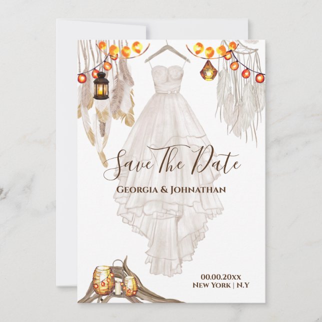 Reserve A Data Casamento de feather boho macrame lanterna (Frente)