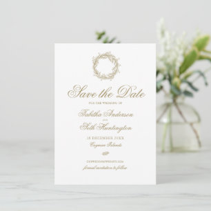 Reserve A Data Casamento de Feriado Dourado de inverno Elegante