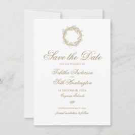Reserve A Data Casamento de Feriado Dourado de inverno Elegante