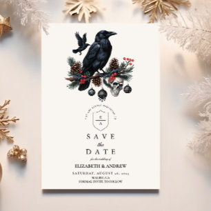Reserve A Data Casamento de Feriado Gótico de Raven Skull