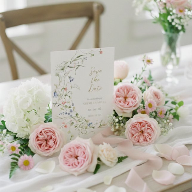 Reserve A Data Casamento de flor selvagem com delicado elegante (Criador carregado)