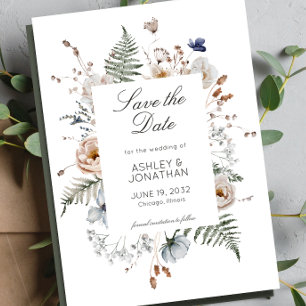 Reserve A Data Casamento de Flor Selvagem Moderna Elegante