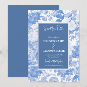 Reserve A Data Casamento de Florais Botânicos de Cor Azul