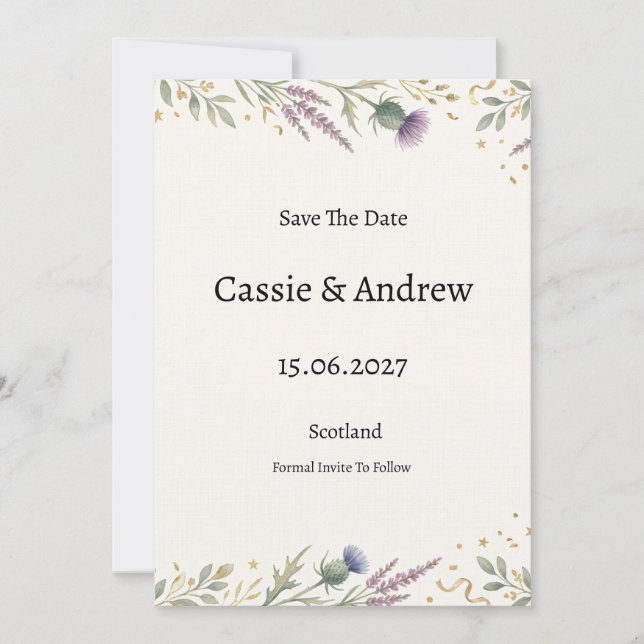 Reserve A Data Casamento de Floral Verde-azulado (Frente)