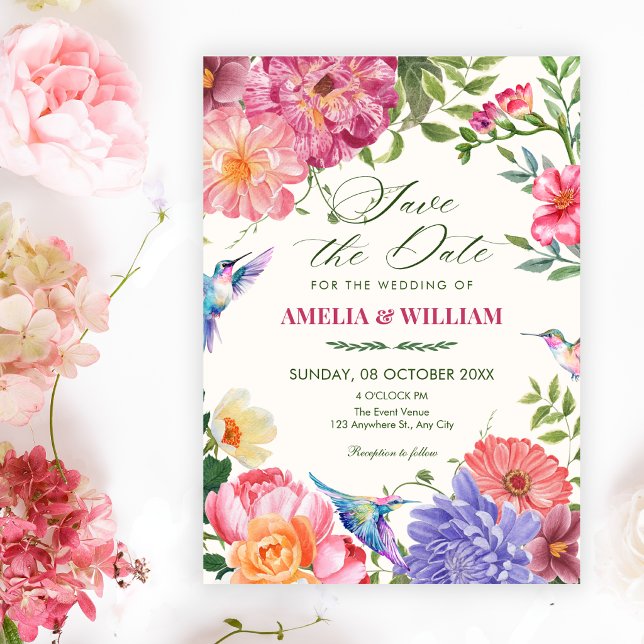 Reserve A Data Casamento de flores artísticas em flor (Criador carregado)