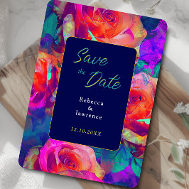 Reserve A Data Casamento de flores brilhantes coloridas chic