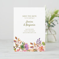 Casamento de Flores Coloridas em Aquarela Minimali