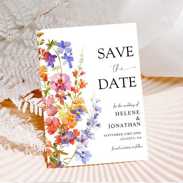 Reserve A Data Casamento de Flores de Jardim (Garden Flowers Elegant Wildflower Wedding Save The Date)