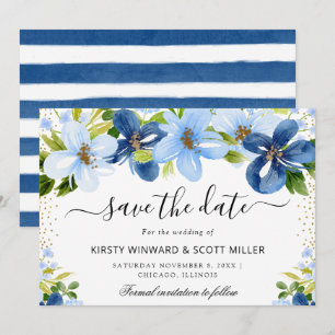Reserve A Data Casamento de Flores de Verão Azuis e Navy