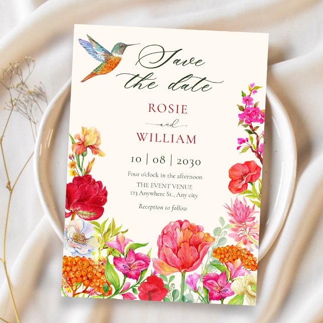 Reserve A Data Casamento de flores em flor aquarela (Criador carregado)