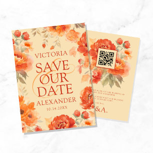Reserve A Data Casamento de Flores Laranja Queimada de Outono