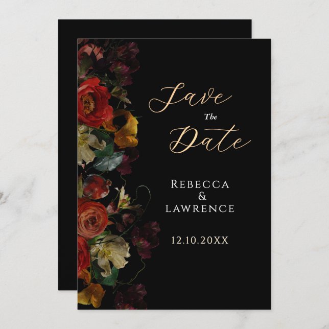 Reserve A Data Casamento de flores lésbicas e escuras (Frente/Verso)