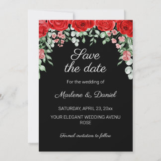 Reserve A Data Casamento De Flores Negras E Vermelhas Elegantes