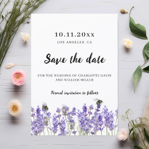 Reserve A Data Casamento de flores roxas de lavanda salvo data