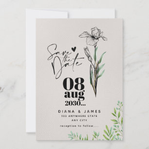 Reserve A Data Casamento de Flores Selvagens Minimalista Salve A 