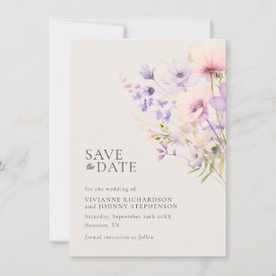 Reserve A Data Casamento de Flores Selvagens Violetas Roxas de La
