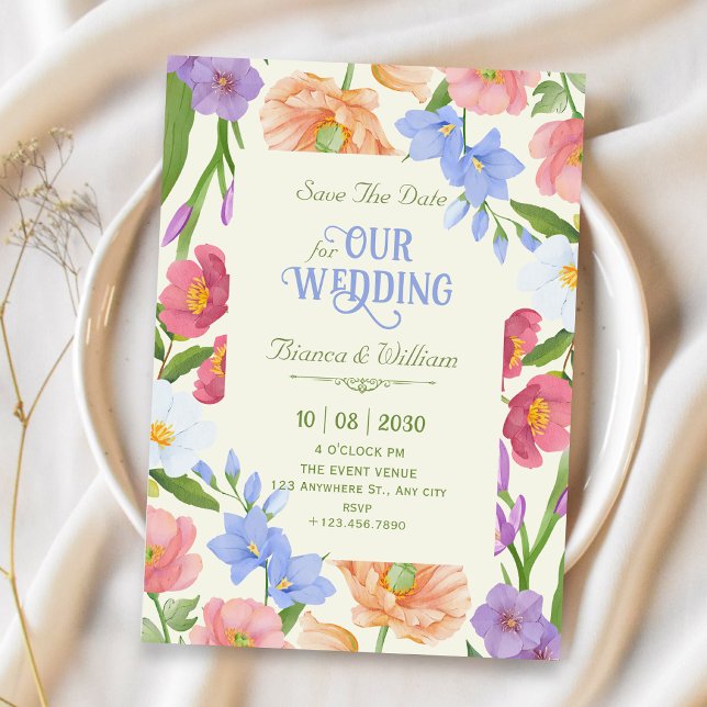 Reserve A Data Casamento de flores silvestres (Criador carregado)