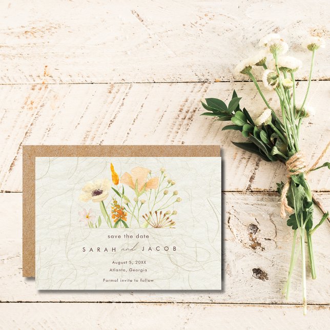 Reserve A Data Casamento de flores silvestres (Whimsical Wildflowers Wedding Save The Date)