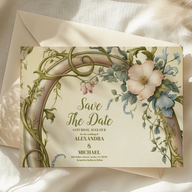 Reserve A Data Casamento de Flores Silvestres Art Nouveau (Criador carregado)