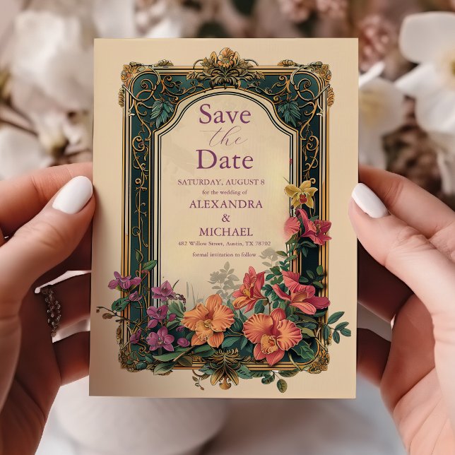 Reserve A Data Casamento de Flores Silvestres Botanical Bliss Art (Criador carregado)