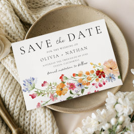 Reserve A Data Casamento de Flores Silvestres Coloridas em Aquare