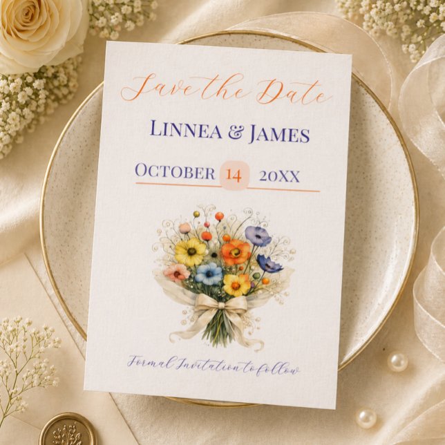 Reserve A Data Casamento de Flores Silvestres Neutras e Suaves em (Criador carregado)