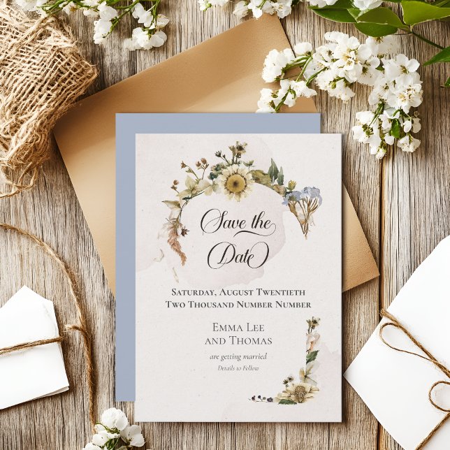 Reserve A Data Casamento de Flores Silvestres Secas de Verão (Criador carregado)