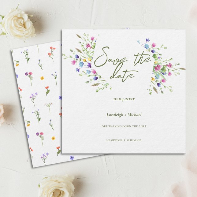 Reserve A Data Casamento de flores silvestres simples do Chic boh (Criador carregado)