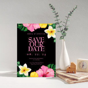 Reserve A Data Casamento de Flores Tropicais Exóticas em Aquarela