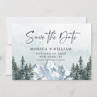 Reserve A Data Casamento de Floresta das Montanhas Watercolor