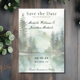 Reserve A Data Casamento de Floresta do Lago Rustic de Watercolor