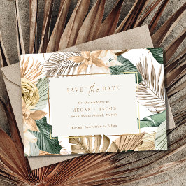 Reserve A Data Casamento de Folha Tropical de Praia Salvar a Data