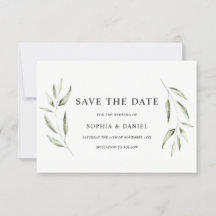 Casamento de Folha Verde com Aquarela Elegante