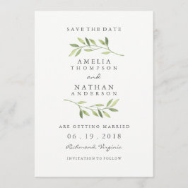 Reserve A Data Casamento De Folha Verde De Água Salvar A Data