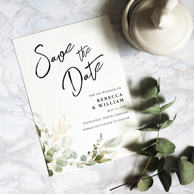 Reserve A Data Casamento de Folhagem Eucalyptus Elegante (Our elegant Eucalyptus Invitation sets the tone for a sophisticated and memorable celebration.)