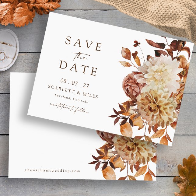 Reserve A Data Casamento de Folhas (Elegant Fall Leaves Wedding Save The Date Invitation by Painted Paperie
)